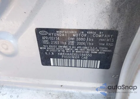 2014 Hyundai Elantra Se из США, поврежденный, VIN KMHDH4AEXEU184550